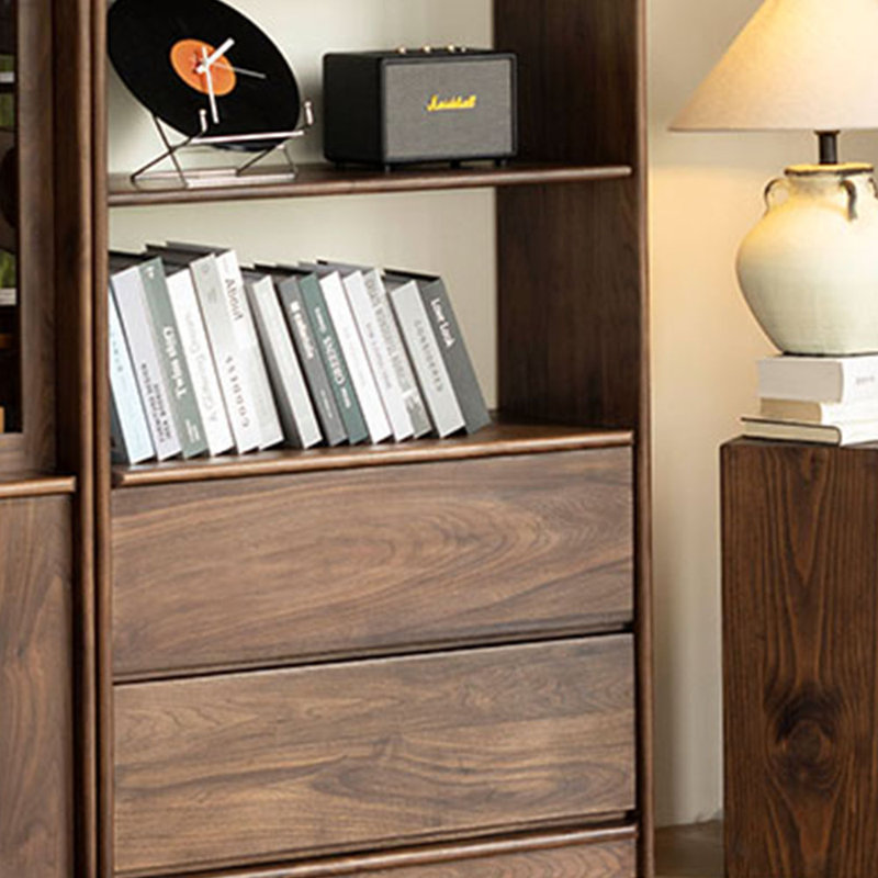High quality black walnut solid wood bookcase, (4 Shelves) 82.28"H x 35.43"W x 13.78"D
