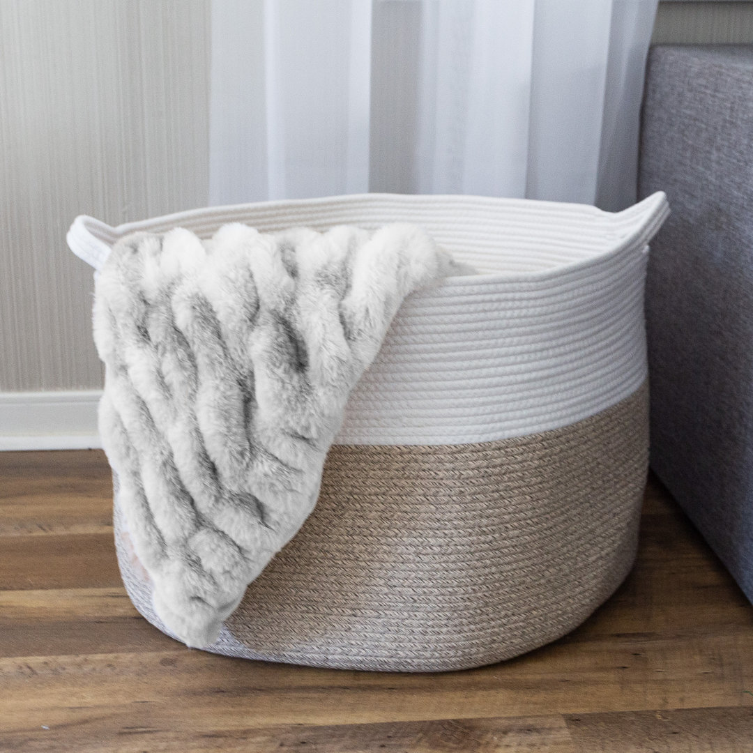 Extra-Large Basket - Cotton Rope Basket with Handles for Laundry, Blanket, Pillow, and Toy Storage - Baskets for Organizing by Home-Complete Highland Dunes 