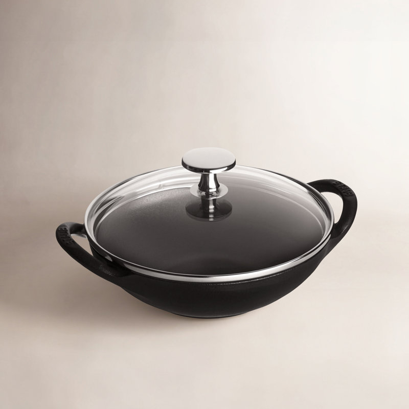 Wok en fonte avec couvercle Minis Staub, Noir mat