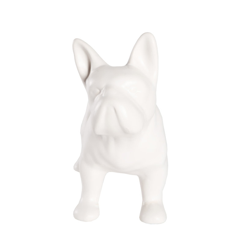 Figurine Rideau, Blanc mat, H 7,87 po x l 9,84 po x P 4,13 po, Bouledogue