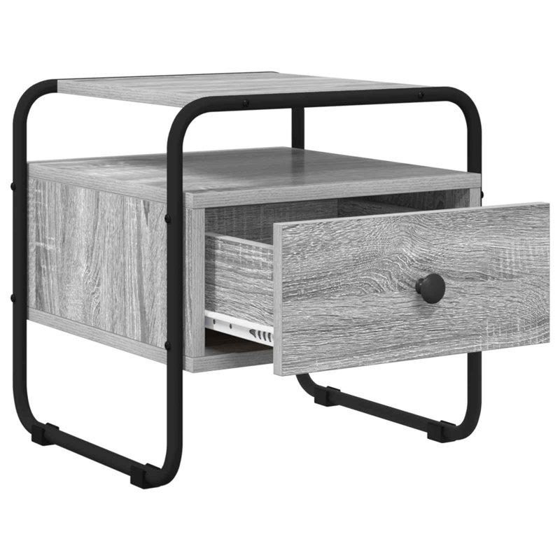 40 cm W Galvanised Steel Bedside Table, Grey Sonoma