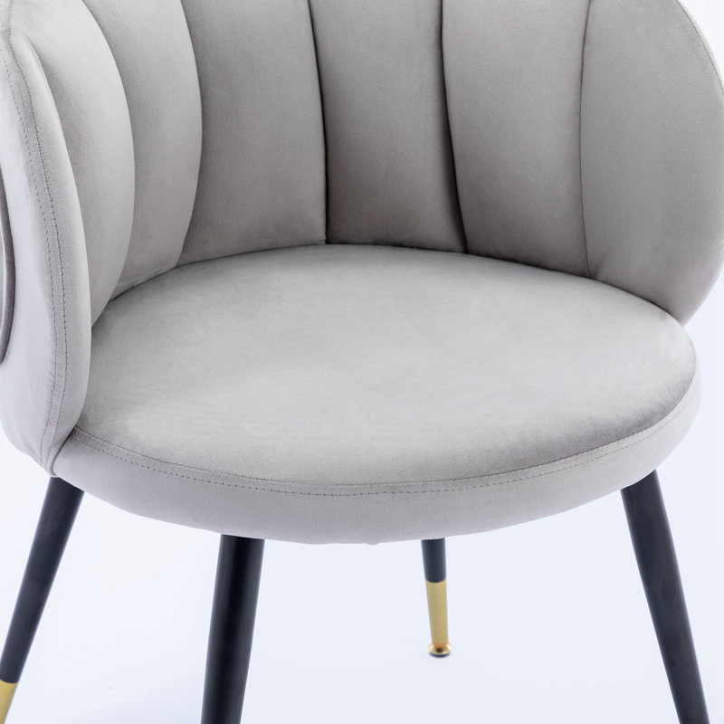Fauteuil demi-tonneau en velours 22,04 po Taniece, Velours gris