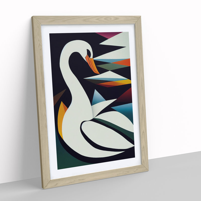 Swan in - Framed Print, Oak, 46cm H x 34cm W x 2cm D