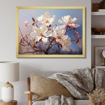 " White Blue Magnolias Romantic Impression "