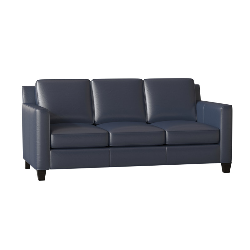Yorba Leather Sofa, Corinthian Cherry Genuine Leather, Cobblestone
