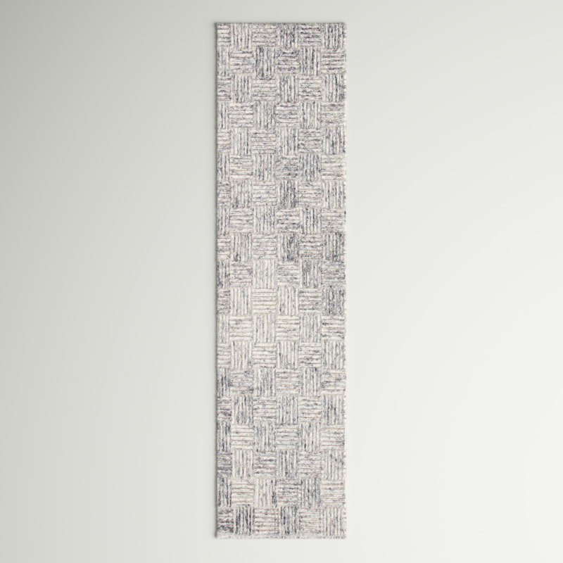 Tapis gris touffeté à la main Richard, Tapis de couloir 2 pi 3 po x 9 pi