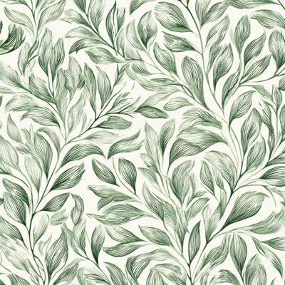 Papier de contact à peler et coller Feuille de botanique verte Nature feuillage élégant auto-adhésif et amovible 24 po x 118 po (60 x 300 cm)