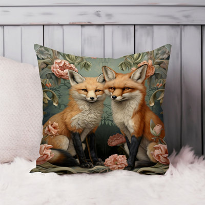 Animals William Morris Fox Pattern VII Cottage Throw Pillow Cover
