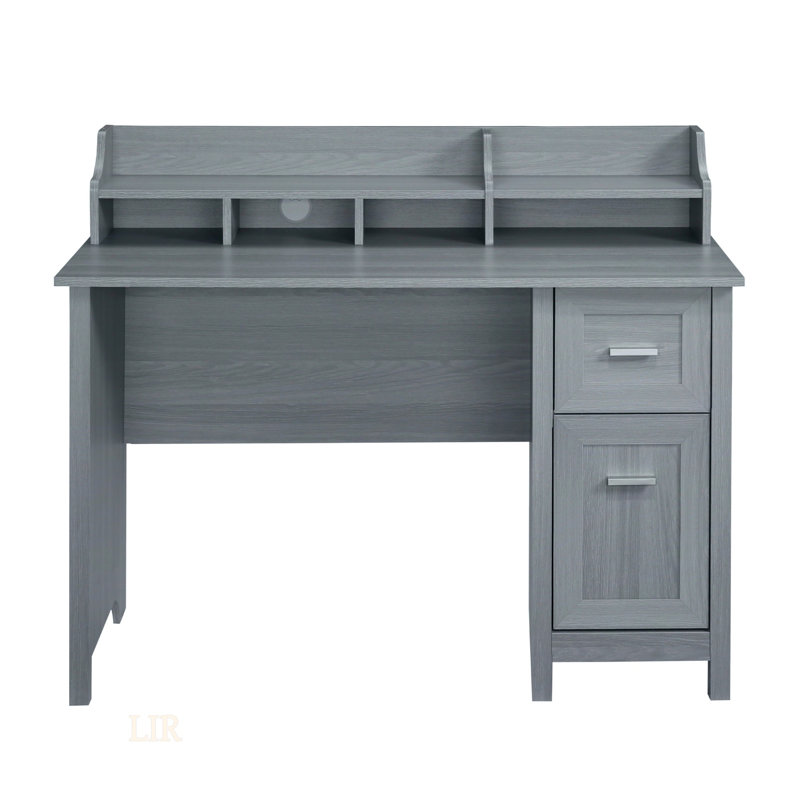 Techni Mobili Classic Office Desk With Storage, Grey, Perfect For Organized And Efficient Workspaces