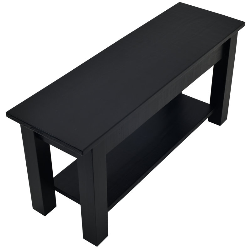 Banc de rangement en bois massif Rosalva, H 17 po x l 66 po x P 12 po