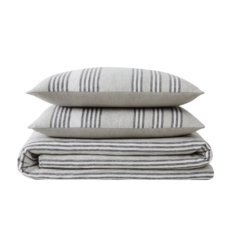 Ensemble d'édredon en coton 3 pièces gris, Édredon double / grand + 2 taies décoratives sta