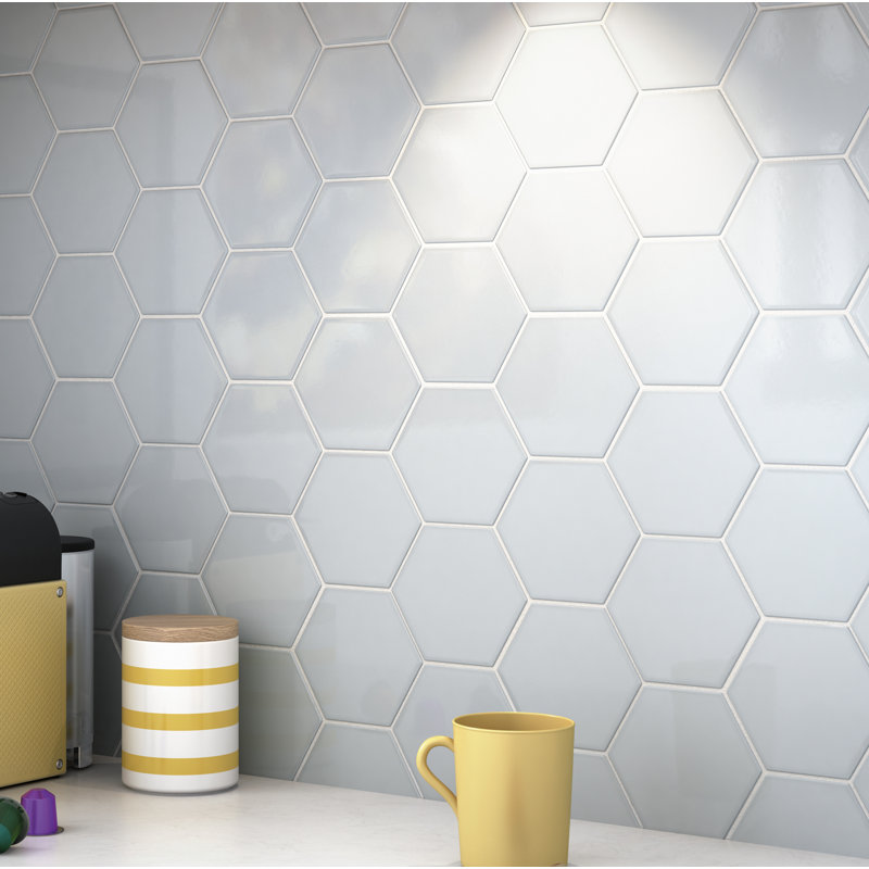 Hedron 4" x 5" Ceramic Wall Tile, Electric Blue