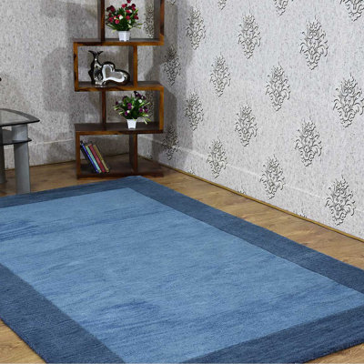 Helena Hand Tufted Wool Eco-Friendly Area Rugs - Rectangle, Blue Color, Contemporary Modern Design, High Pile Thick Handmade Anti Skid Area Rugs for Living Room, Bed Room