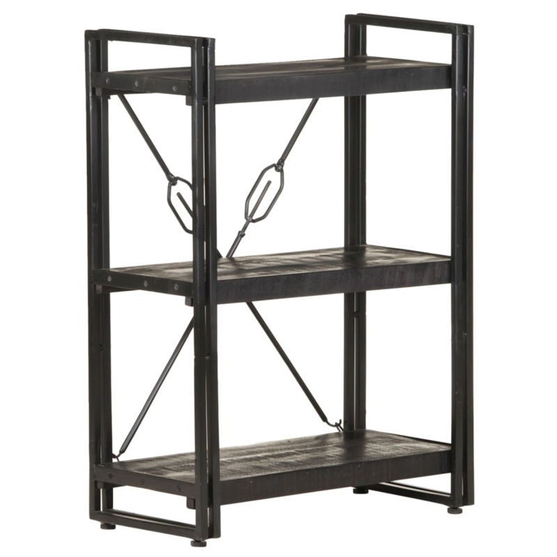 Bibliothèque en bois de manguier massif, H 31,5 po x l 23,62 po x P 11,81 po, Noir