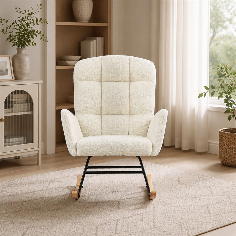 Fauteuil à bascule Teddy blanc crème