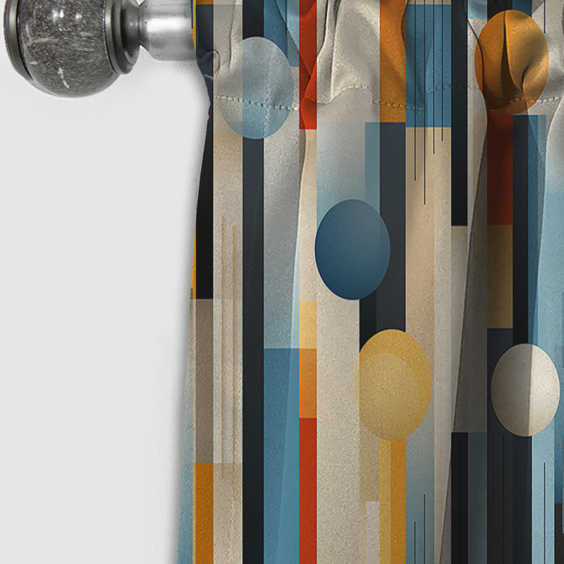 Retro Futurism Striped Motif I - Rideau à rayures - Rideau occultant à rayures - 1 panneaux, L 52 po x L 84 po