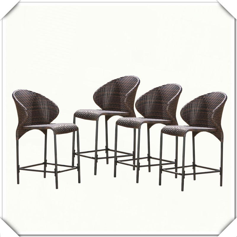 Set Of 4 Rattan Counter Stool Sturdy Durable Stylish Practical Versatile