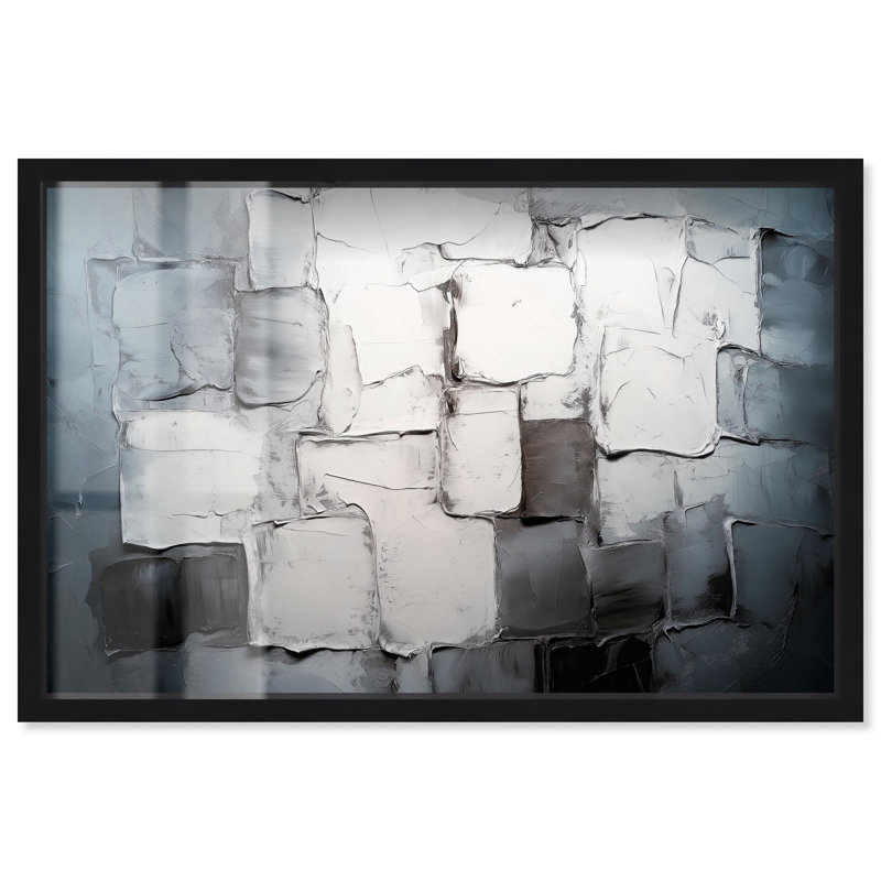 "Urban Grid Shadowbox Print", art mural contemporain par Art Remedy, H 21 po x l 31 po, Noir