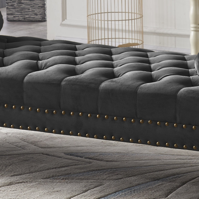 Fleeton Velvet Upholstered Bench, Black