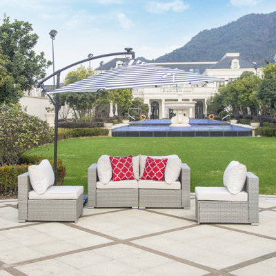 Aimaan 128'' High-Density Polyethylene (HDPE) Wicker Outdoor Patio Sectional