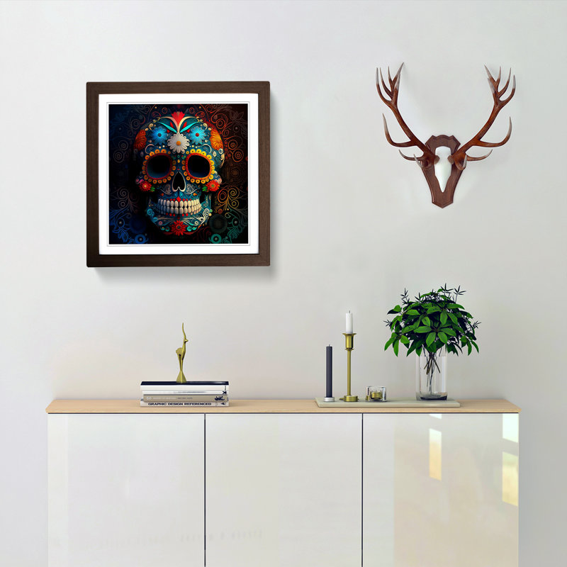 Sugar Skull - Framed Print, Walnut