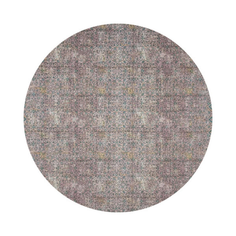 Iznik Gold Purple Vegan Leather Round Coasters, Green Pink