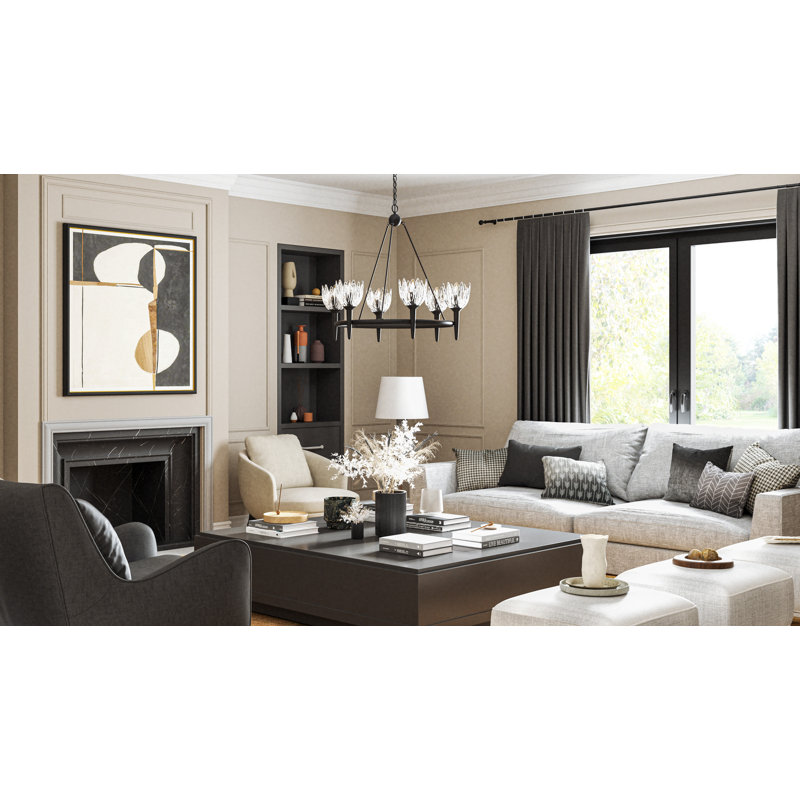 Lustre 6 lumières Shea, Noir mat