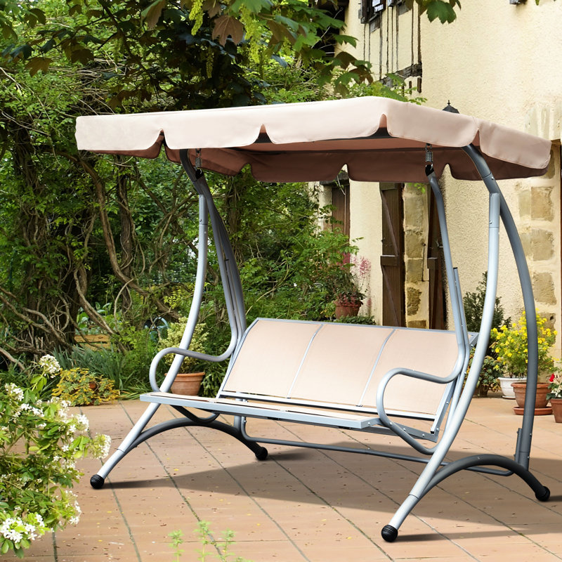 Balancelle réglable au bord de la piscine pour le confort et la détente en plein air - Beige 3 robuste avec housse, espace jardin