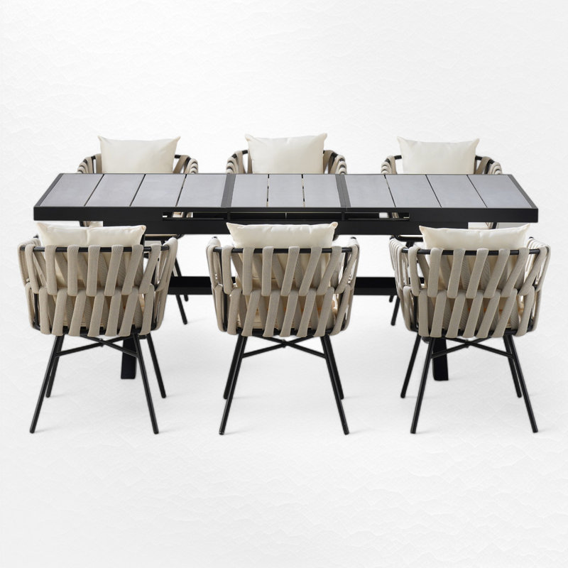 Ensemble repas extensible pour 6 personnes avec coussins