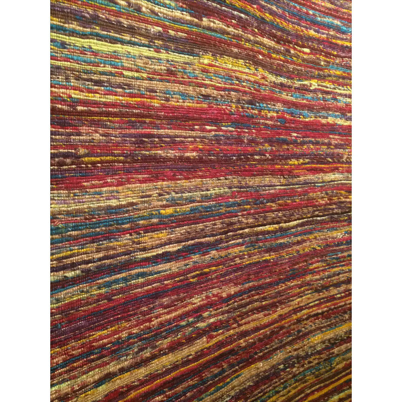 Tapis jaune en soie à poils longs touffeté à la main, Rectangle 8 pi x 10 pi