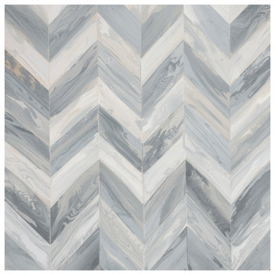 Gray Chevron Marble Texture Bath Mat