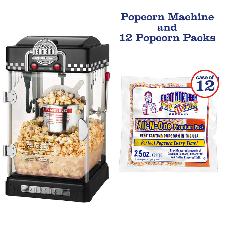 2,5 oz. Great Northern Popcorn Machine à maïs soufflé de table avec paquet de 12 grains de maïs soufflé