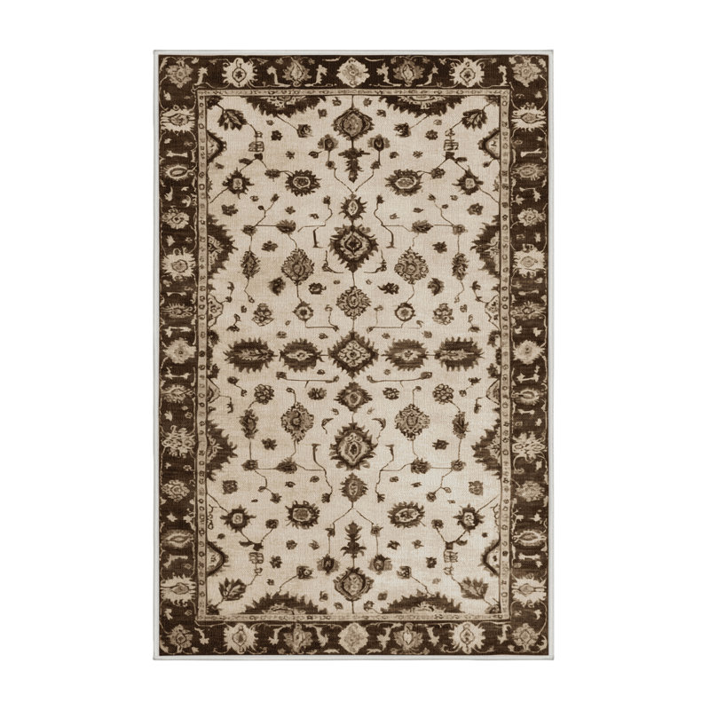 Machine Washable Overdyed Beige Area Rug, Rectangle 6' x 9'