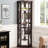 Living Room Curio Table - Dark Cherry, Lighted, Adjustable Shelves Wine & Bar Glass Storage Cabinet Shelves, 16.41 In. Width-1039202042