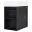 Meuble-lavabo de 20 pouces avec lavabo en céramique, armoire de rangement en panneau de fibres à densité moyenne avec tiroir, tablette latérale et poignée dorée - meuble-lavabo moderne pour les petites salles de bain-130839066