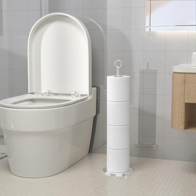 Free Standing Toilet Paper Holder, Silver