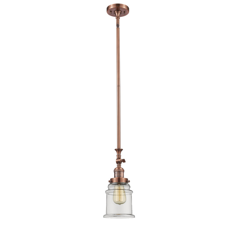 Luminaire suspendu en forme de cloche à 1 lumière Alexandira, Cuivre antique, Transparent, Ampoule non incluse