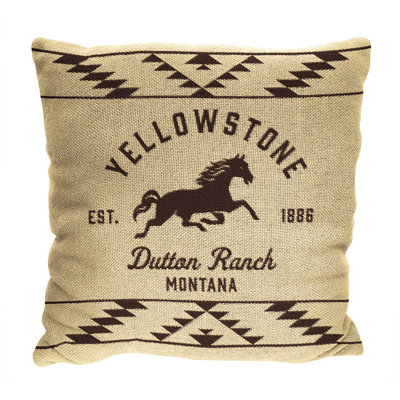 Paramount Yellowstone Dutton Ranch Jacquard Throw Pillow, Western Decor, 20 Inches