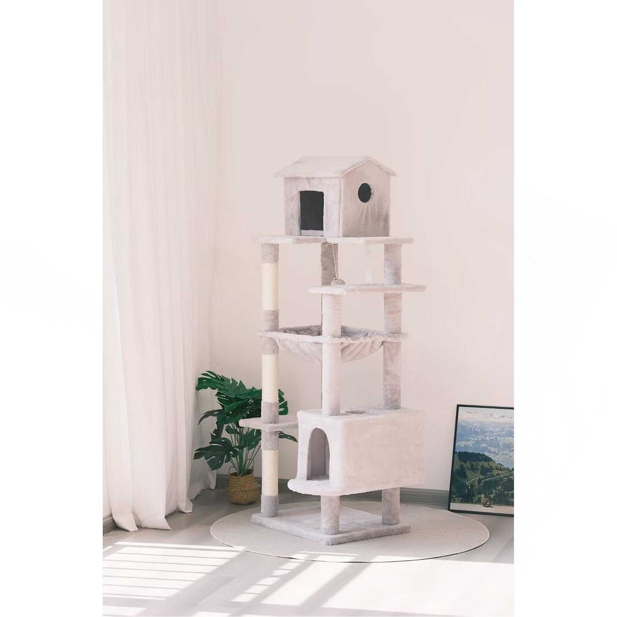 George Oliver 63 Inches Multi-Level Large Cat Tree Beige - Wayfair Canada