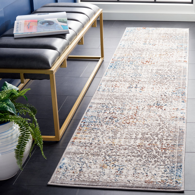 Tapis gris / gris clair Minyard 239, Tapis de couloir 2 pi x 8 pi