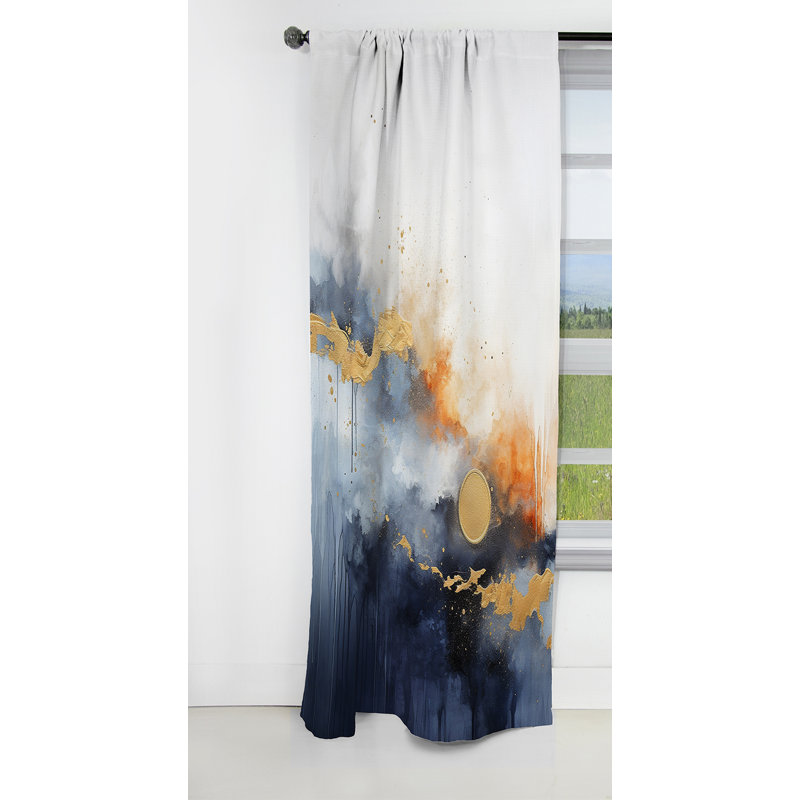 Cosey - Peinture abstraite rideau occultant en velours - 1 panneaux, L 52 po x L 120 po