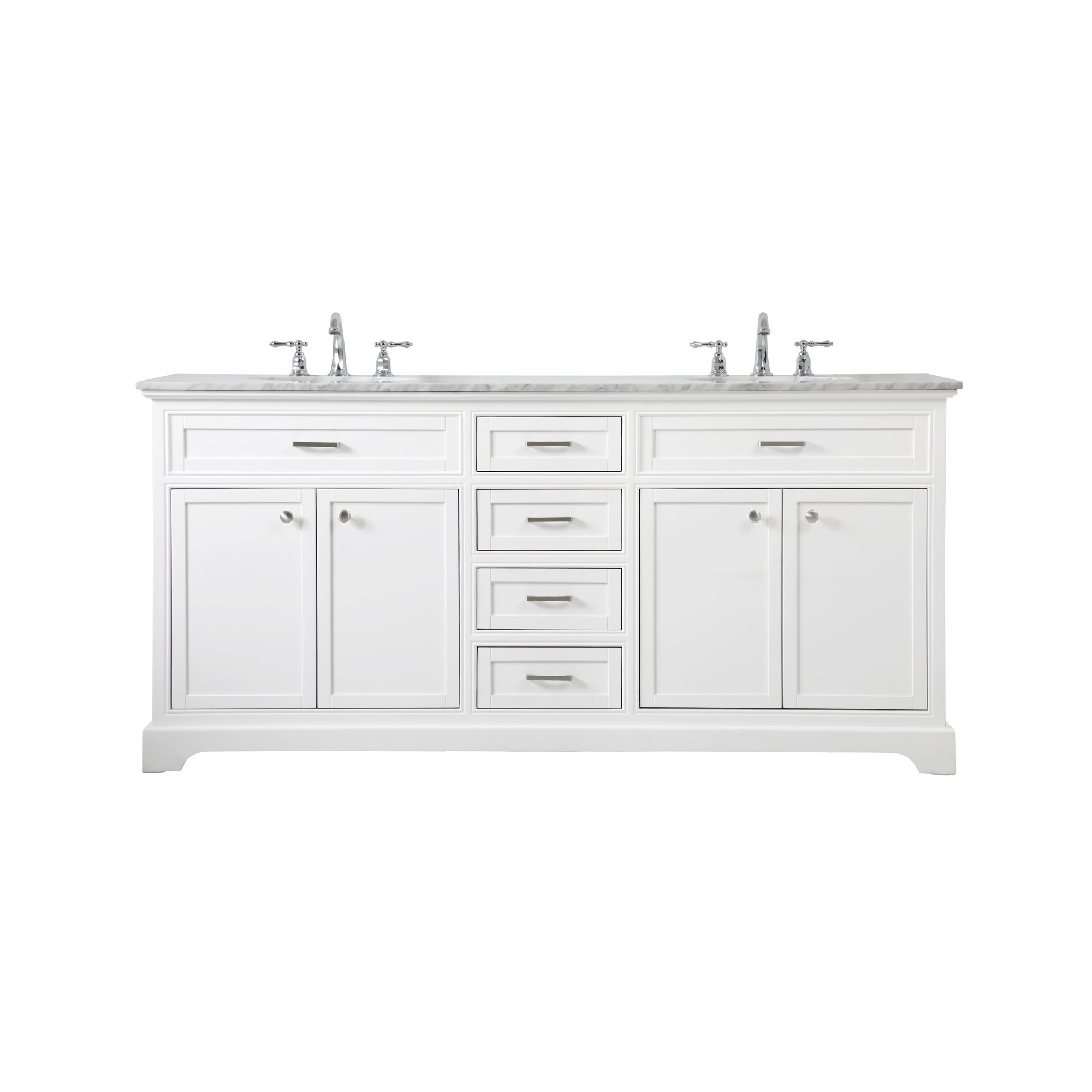 Hermes 72'' Double Bathroom Vanity, Carrara White Gray, White