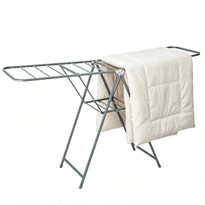 Séchoir à vêtements pliable en métal gris