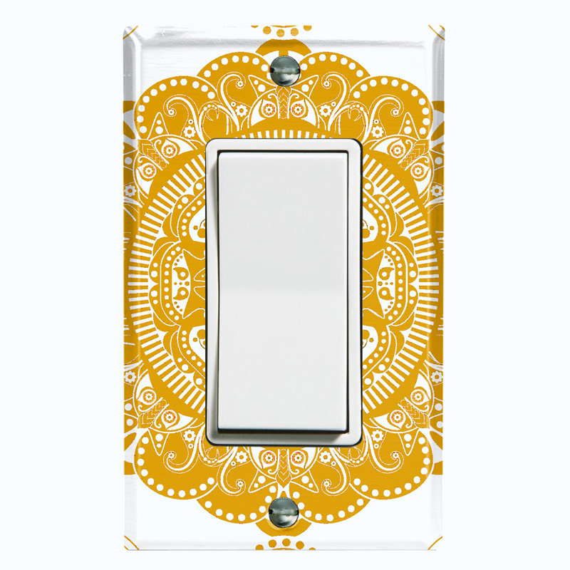 Patterned 1 - Gang Rocker Standard Wall Plate, White Orange