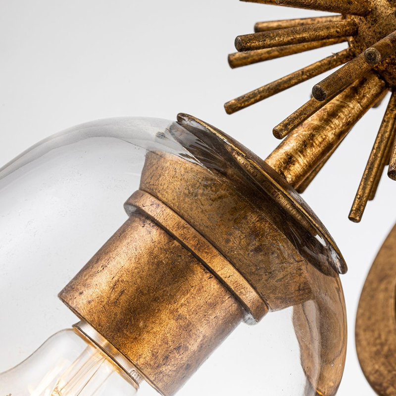 Staring 2 Light Armed Sconce, Gold Leaf