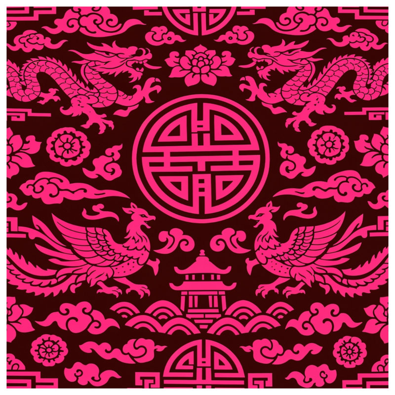 Pink Oriental Dragons Double Sided Throw Pillows, 16 x 16 pouces