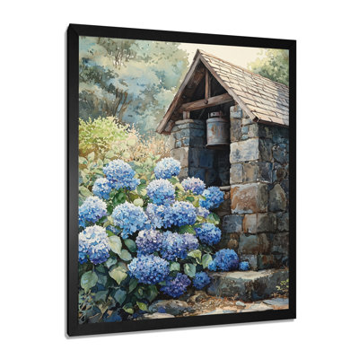 Hortensias par le puits de ferme II - art mural floral