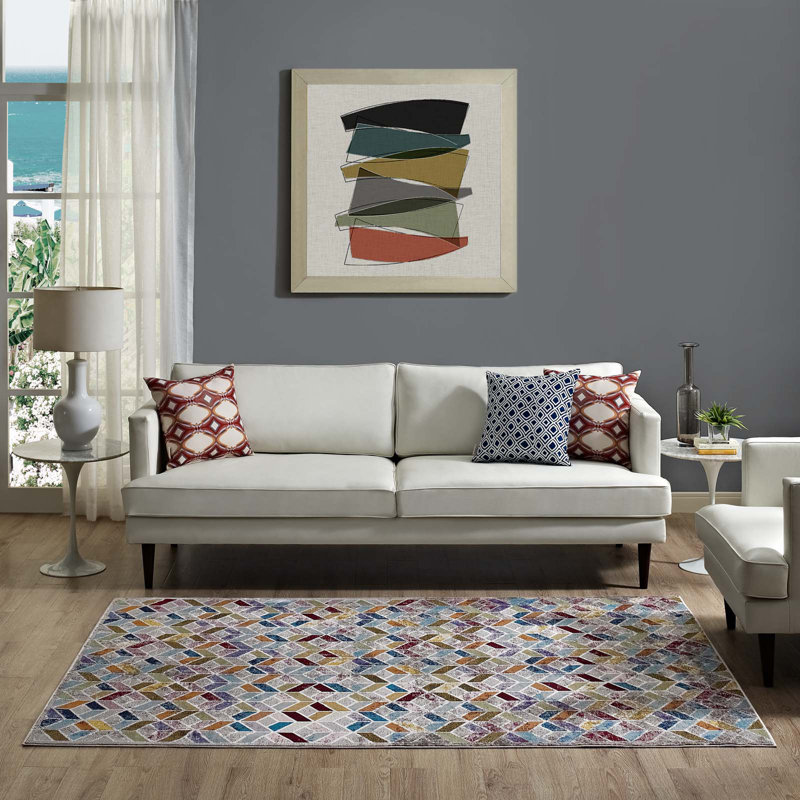 Modway Laleh ful Geometric Mosaic Area Rug, Rectangle 4' x 6'