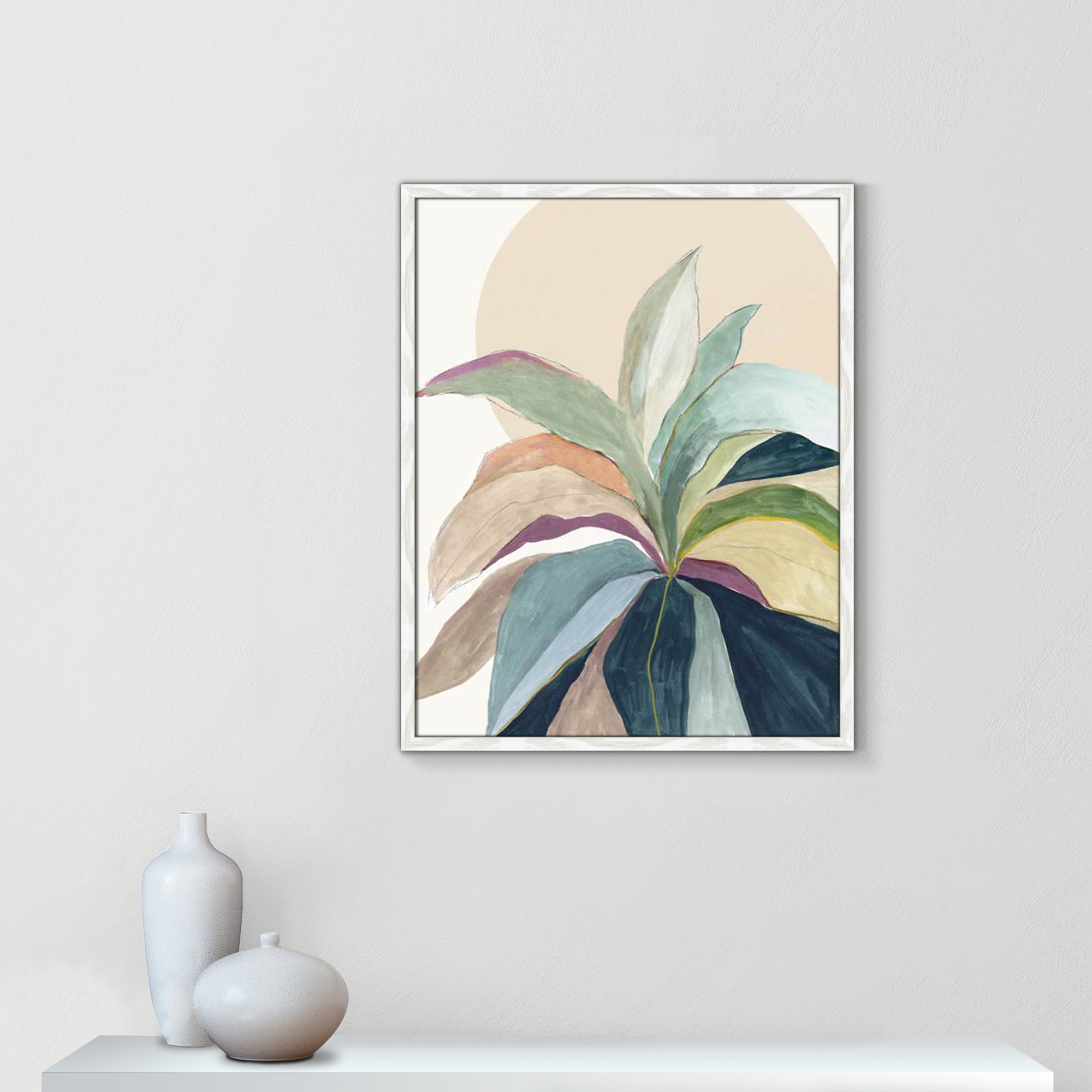Sunny Bright Leaves II by Asia Jensen, White Slim Unmatted Picture Framed, 29.5" H x 23.5" W x 0.75" D