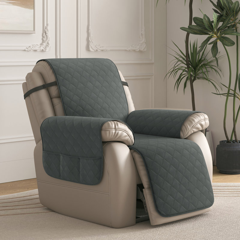 Housse matelassée et réversible pour fauteuil inclinable, Gris, Petit: H 91 po x l 25 po x P 22 po